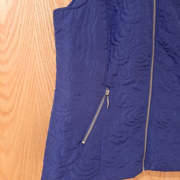 Christopher & Banks Royal Blue Patterned Zip Vest Size Large - Picture 2 of 9